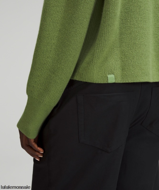 Lululemon Damen DELULU486 | Gerippter Rollkragenpullover Aus Einer Merinowollmischung Grünes Laub
